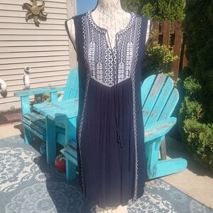 Philosophy Navy and White Embroidered Dress